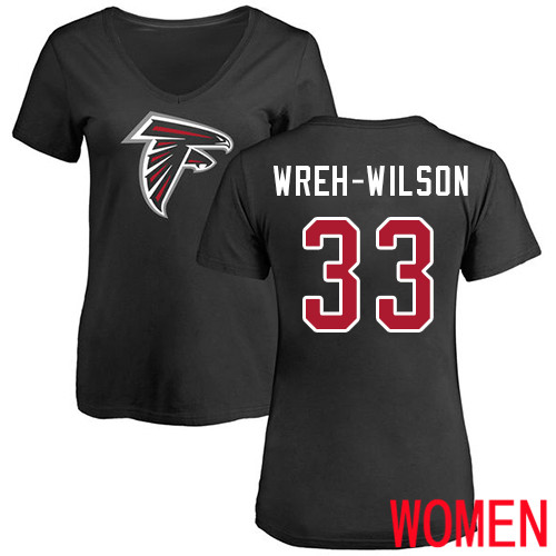 Atlanta Falcons Black Women Blidi Wreh-Wilson Name And Number Logo NFL Football #33 T Shirt->nfl t-shirts->Sports Accessory